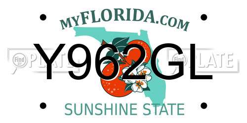 Y962GL Florida License Plate