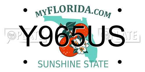 Y965US Florida License Plate