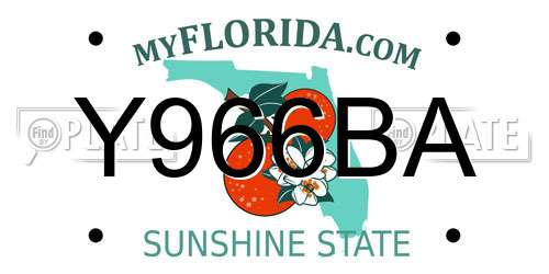 Y966BA Florida License Plate