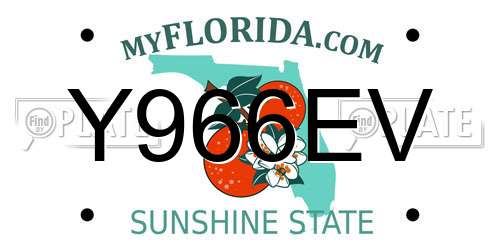 Y966EV Florida License Plate