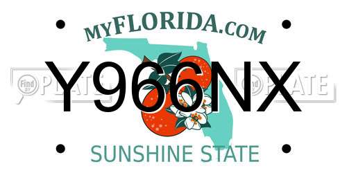Y966NX Florida License Plate