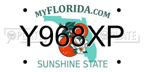 Y968XP Florida License Plate