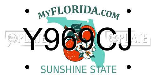 Y969CJ Florida License Plate