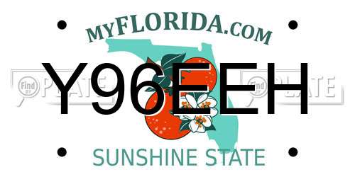 Y96EEH Florida License Plate