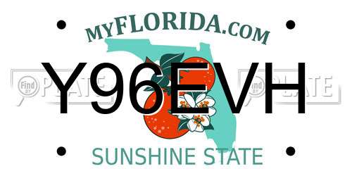 Y96EVH Florida License Plate