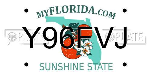 Y96FVJ Florida License Plate