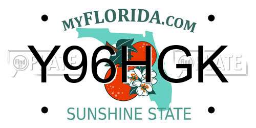 Y96HGK Florida License Plate