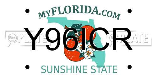 Y96ICR Florida License Plate