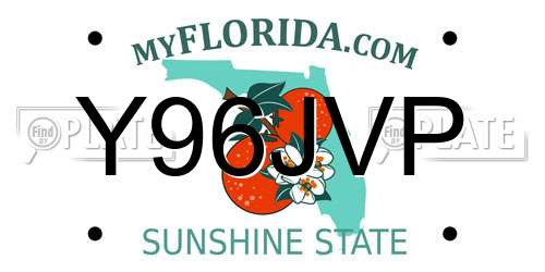 Y96JVP Florida License Plate
