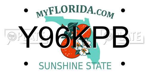 Y96KPB Florida License Plate