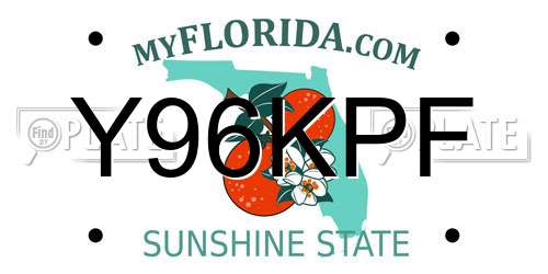 Y96KPF Florida License Plate
