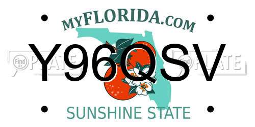 Y96QSV Florida License Plate