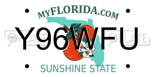 Y96WFU Florida License Plate