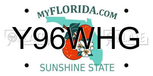 Y96WHG Florida License Plate