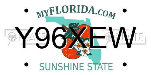 Y96XEW Florida License Plate