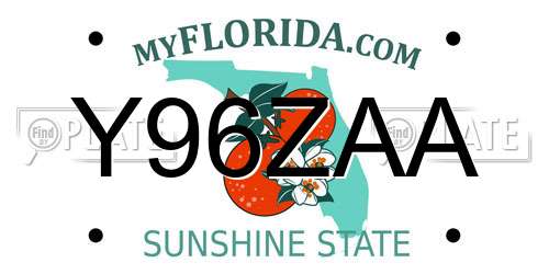 Y96ZAA Florida License Plate