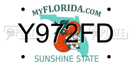 Y972FD Florida License Plate