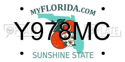 Y978MC Florida License Plate