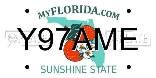 Y97AME Florida License Plate
