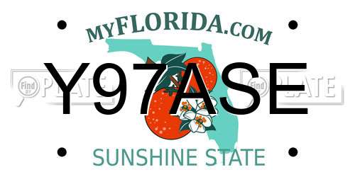 Y97ASE Florida License Plate