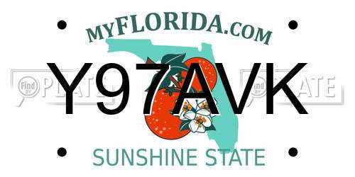 Y97AVK Florida License Plate