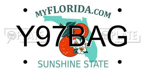 Y97BAG Florida License Plate