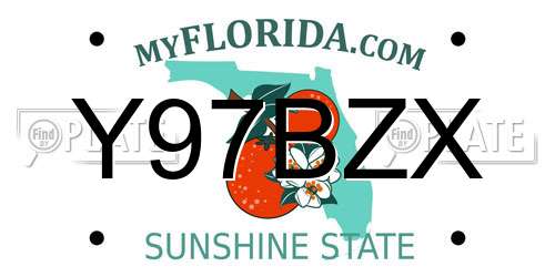 Y97BZX Florida License Plate