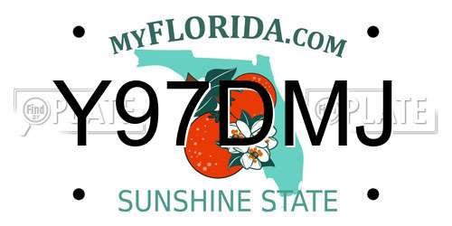 Y97DMJ Florida License Plate