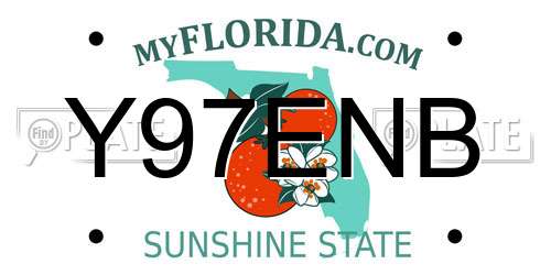 Y97ENB Florida License Plate
