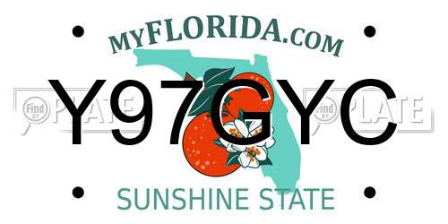 Y97GYC Florida License Plate