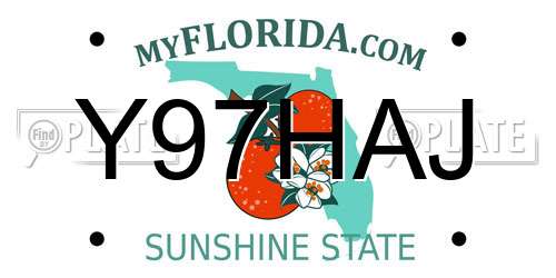 Y97HAJ Florida License Plate
