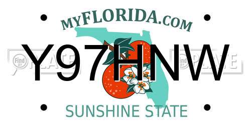 Y97HNW Florida License Plate