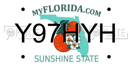 Y97HYH Florida License Plate