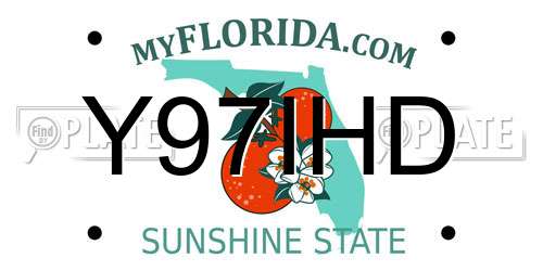 Y97IHD Florida License Plate