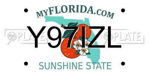 Y97IZL Florida License Plate
