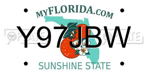 Y97JBW Florida License Plate