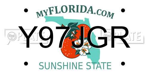 Y97JGR Florida License Plate