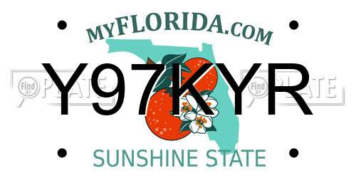 Y97KYR Florida License Plate