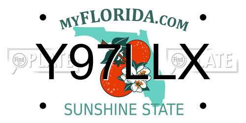 Y97LLX Florida License Plate