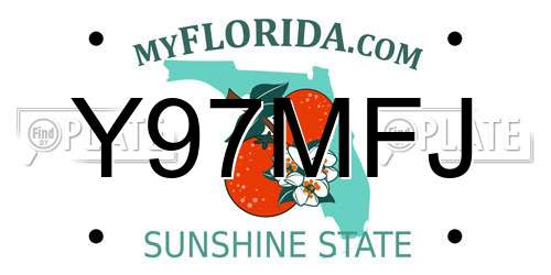 Y97MFJ Florida License Plate