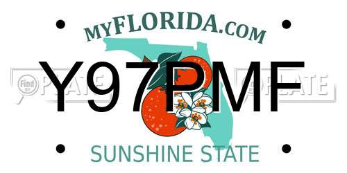 Y97PMF Florida License Plate
