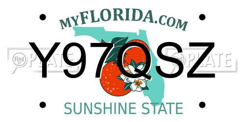 Y97QSZ Florida License Plate