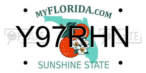 Y97RHN Florida License Plate