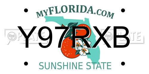 Y97RXB Florida License Plate