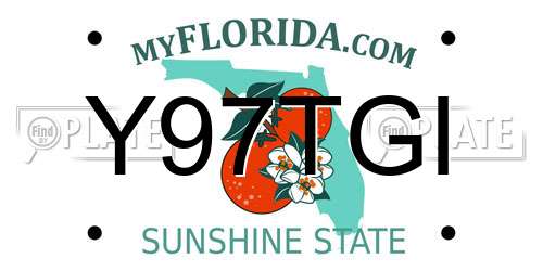 Y97TGI Florida License Plate