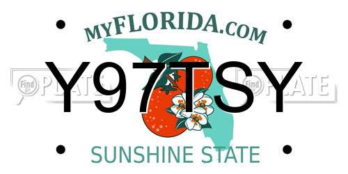 Y97TSY Florida License Plate
