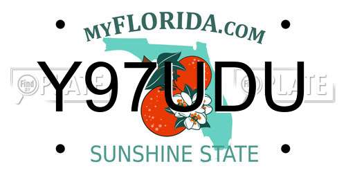 Y97UDU Florida License Plate
