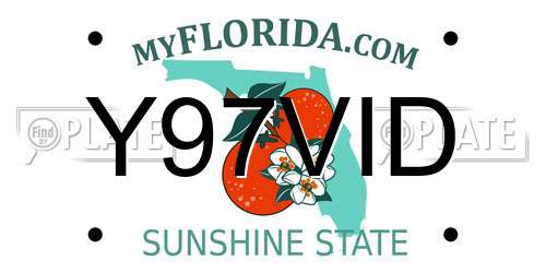Y97VID Florida License Plate