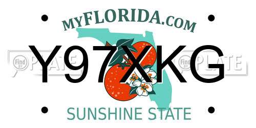Y97XKG Florida License Plate