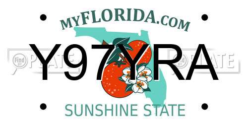 Y97YRA Florida License Plate
